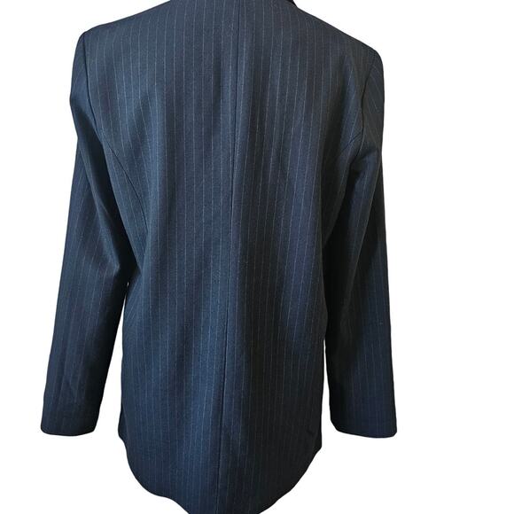 Topshop Navy Pinstripe Blazer Size 8 | Oversized Boyfriend Fit - Picture 5 of 6
